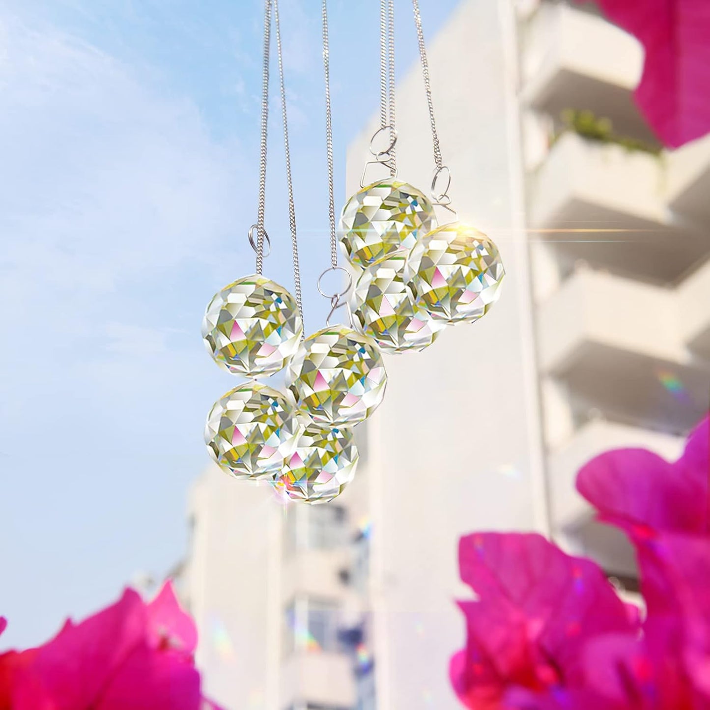 MerryNine 2 Pack Crystal Ball Prism Sun Shine Catcher Rainbow Pendants Maker, Hanging Crystals Prisms for Windows, for Feng Shui, for Gift (Clear) (40mm/1.57")