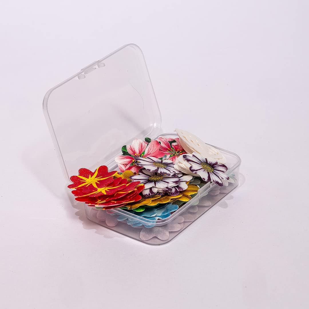 Edible Flowers 120pcs Wafer Paper Cake Cupcake Toppers for Decorating Rice Paper Flower Food Decorations for Baking Girl Birthday Party Mix Size Color (Flowers)