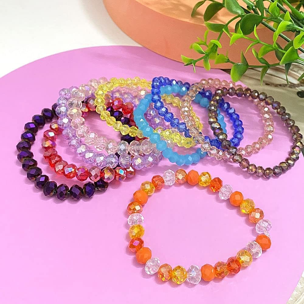 50pcs 10mm Crystal Glass Beads for Crafts Faceted Rondelle Glass Beads for Jewelry Making Crystal Spacer Beads for Necklaces Bracelets Earrings DIY Craft(Transparent AB)
