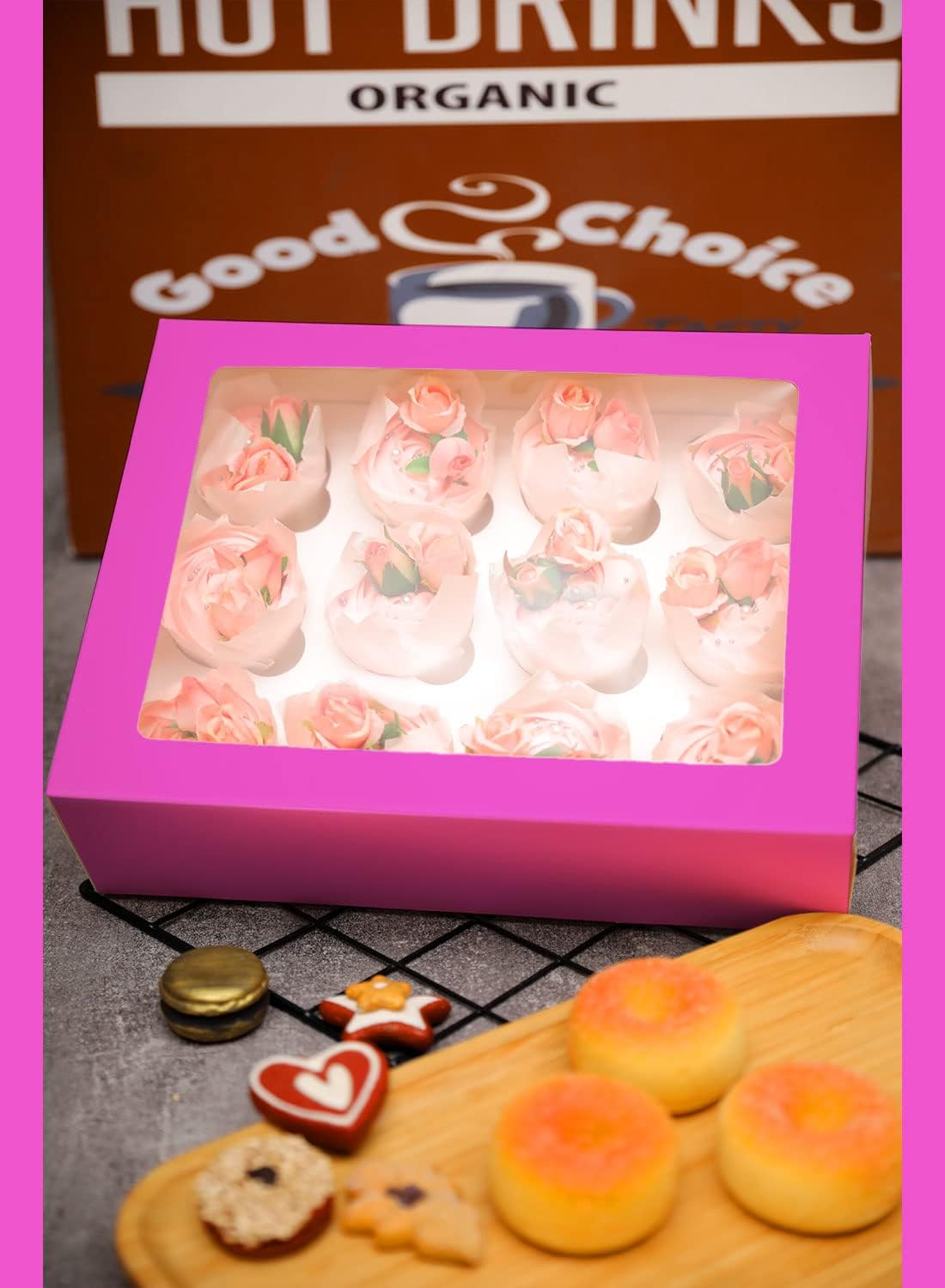 12 Cupcake Containers 10-Packs Roland Cupcake Box Cupcakes Carrier, 12 Cupcake Boxes with Window 13"x10"x3.5"(Auto-pop up)