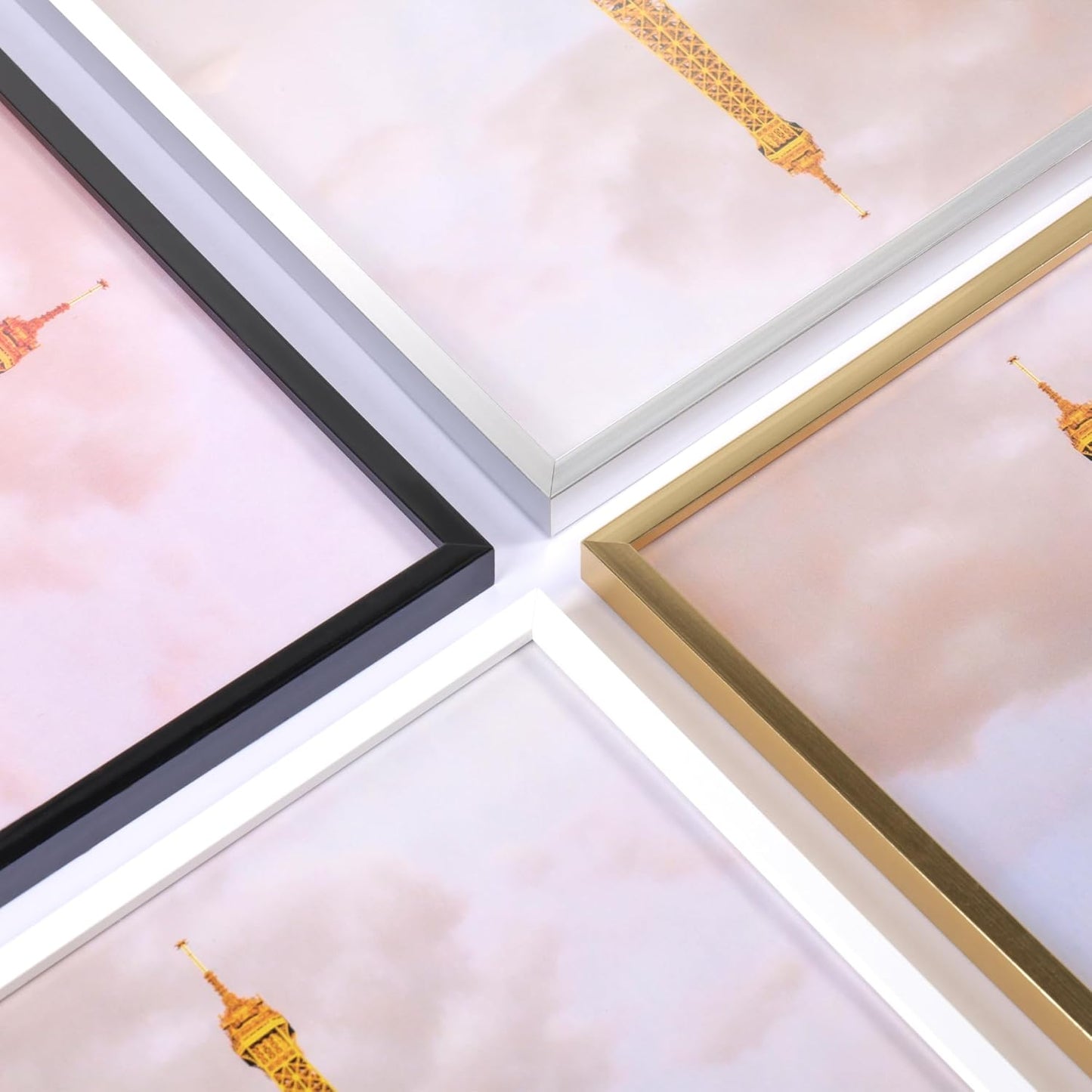 upsimples 4x6 Picture Frame Set of 3, Made of High Definition Glass for 4 x 6, Wall and Tabletop Display Thin Border Photo Frames for Home Decor, Silver