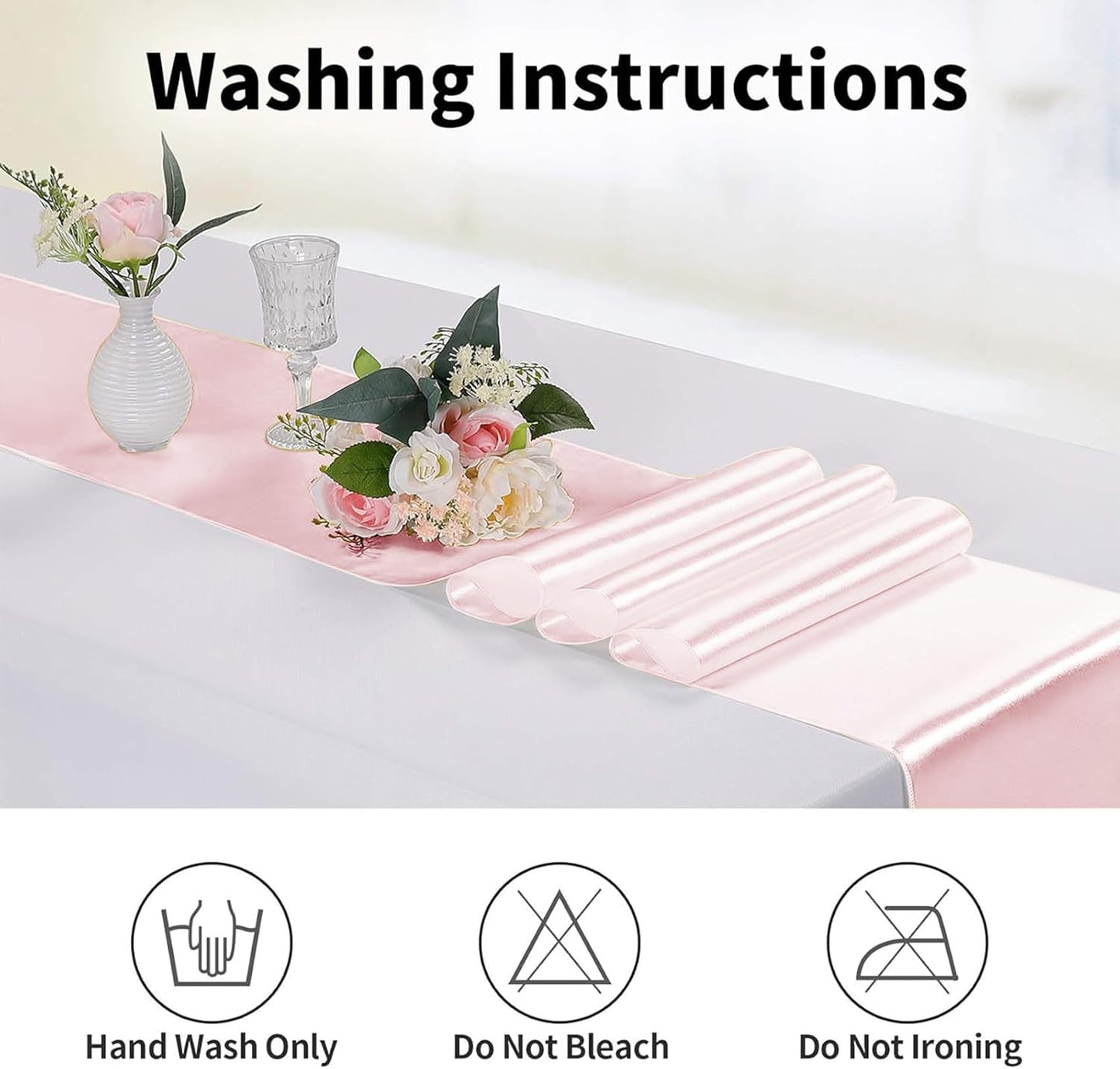 5-Pack Satin Table Runner Rose Gold 12 x 108 inches Long, Table Runners for Wedding, Birthday Parties, Banquets Decorations(5 Pack, 12x108 Inch, Rose Gold)