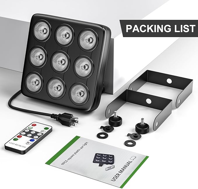 90W Square LED Stage Lights, Corded RGBW 4 in 1 Par Lights, LED Par Can by DMX & Sound Activated Control, Uplights for DJ Show Party KTV Halloween, 16 Pack