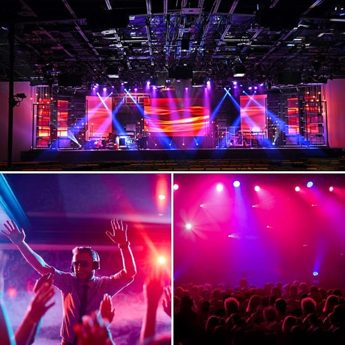 Moving Head DJ Lights 60W LED Stage Light, Beam with Halo Effect RGBW 4in1, Super Bright DMX512 Sound Control Spot Lighting for Show DJ Party Club Disco Wedding Events