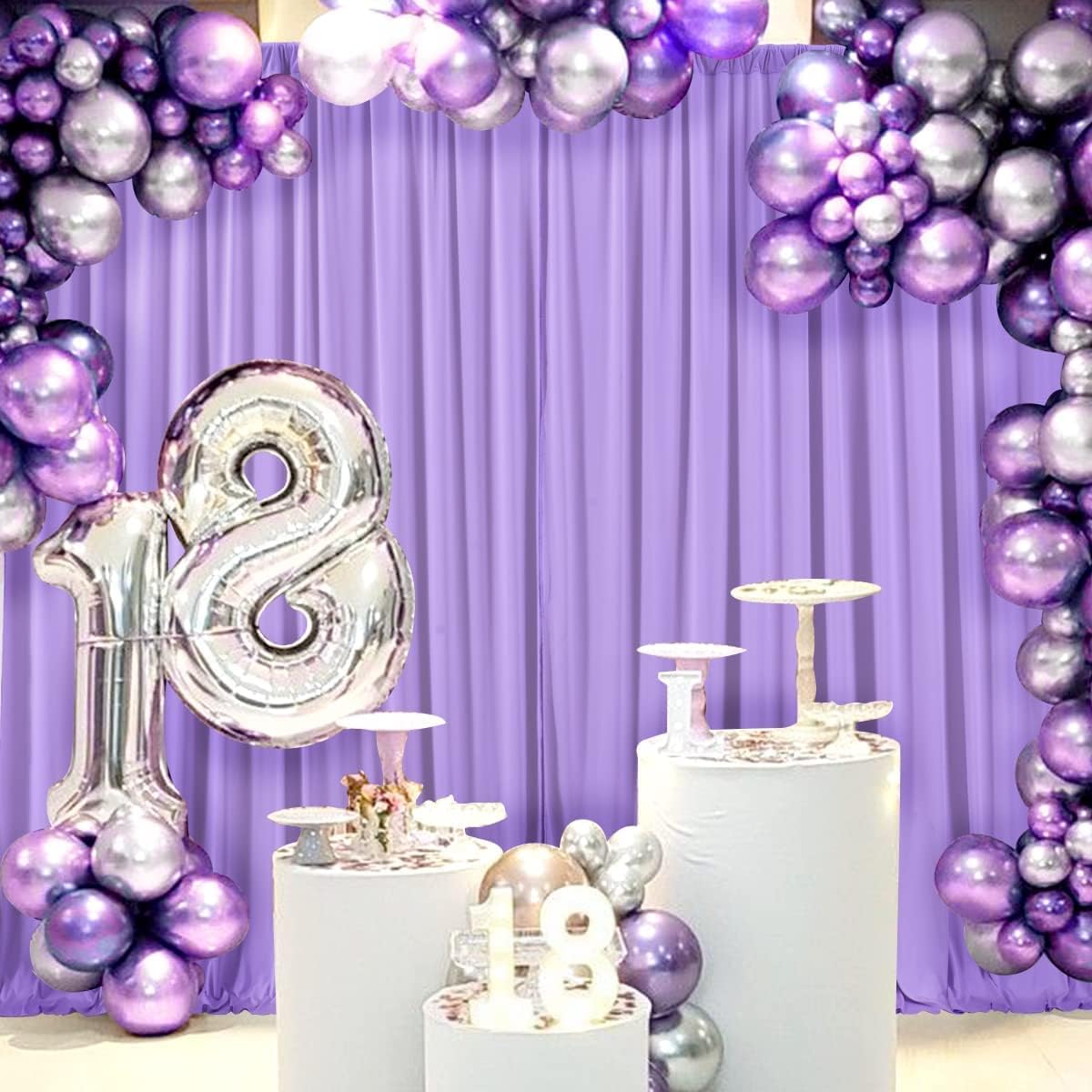 AK TRADING CO. 10 feet x 8 feet IFR Polyester Backdrop Drapes Curtains Panels with Rod Pockets - Wedding Ceremony Party Home Window Decorations - Lavender