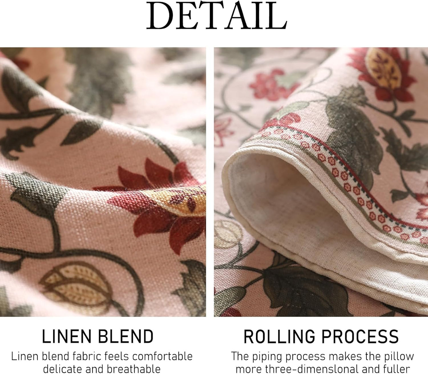 ISAENNE Designer Provence Elegant Linen Table Runner 87 Inches Long,Flower and Leaves Pattern Durable Table Runners for Dining Tables,Thanksgiving,Kitchen Tables,Christmas,12"*87"-Ratina