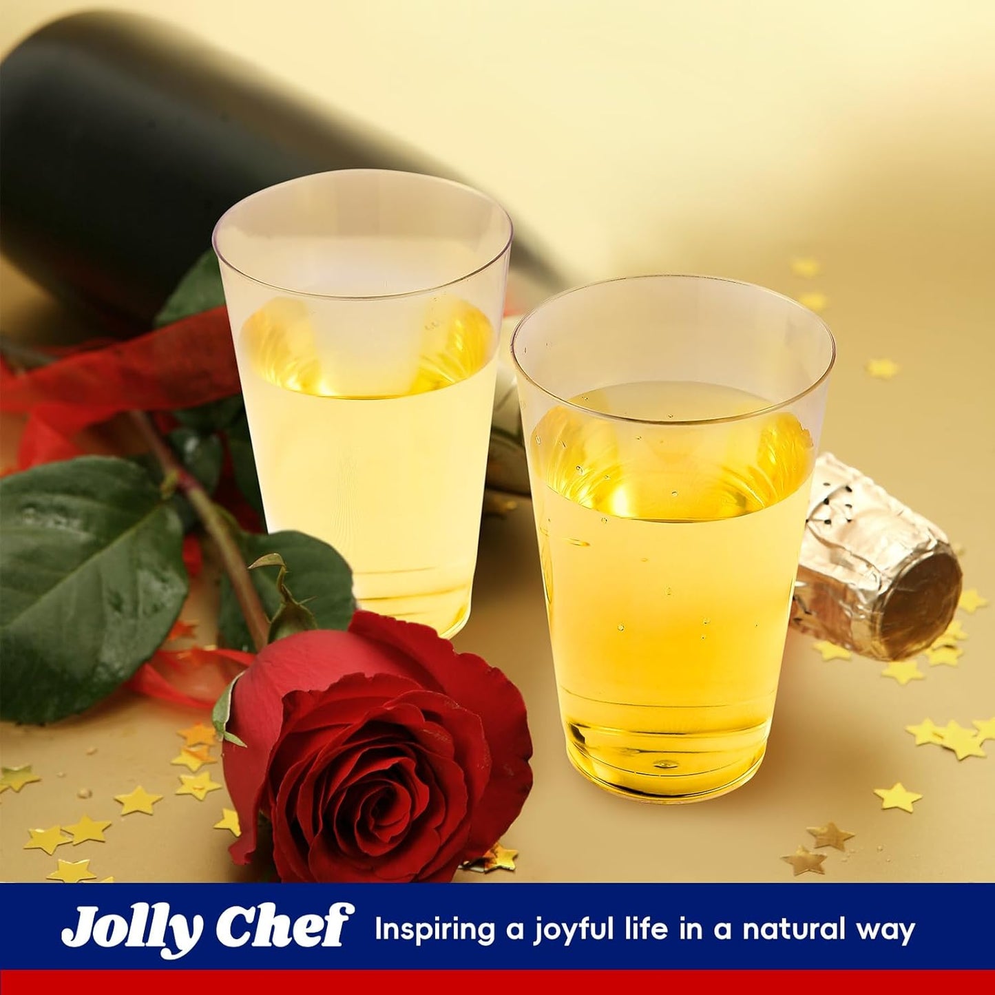 JOLLY CHEF 16 oz Clear Disposable Plastic Cups, 100 Pack Heavy-duty Plastic Cups Tumblers,Perfect for for Halloween, Christmas, and Thanksgiving Parties