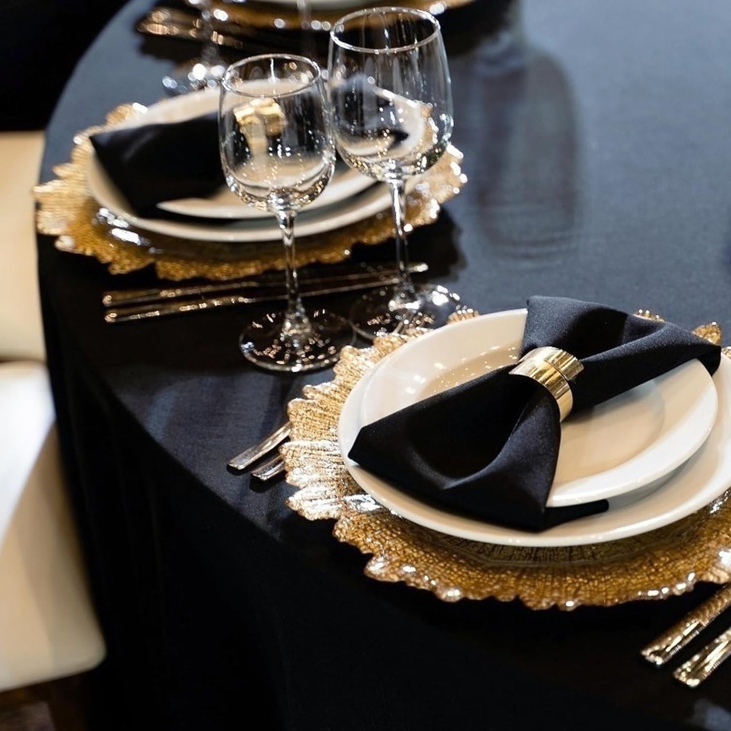 sancua 8 Pack Round Tablecloth 90 Inch Black, Stain and Wrinkle Resistant Table Cloth - Washable Polyester Table Cover for Dining Tables, Buffet Parties and Camping