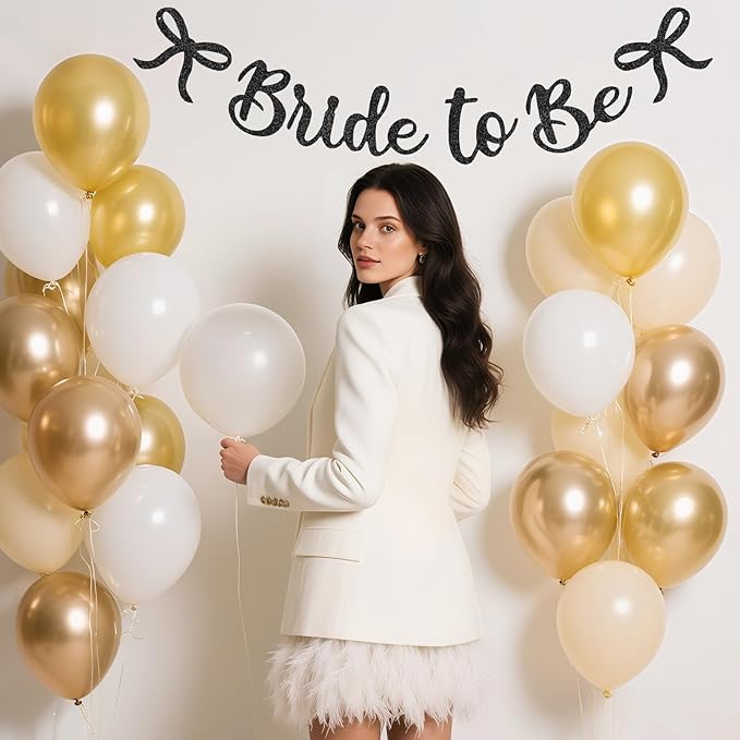 Bride to Be Banner, Black Bride to Be with Bow Glitter Bachelorette Bridal Party Banner BRIDE TO BE Sign for Black Bachelorette Bridal Shower Wedding Engagement Hen Party Decorations