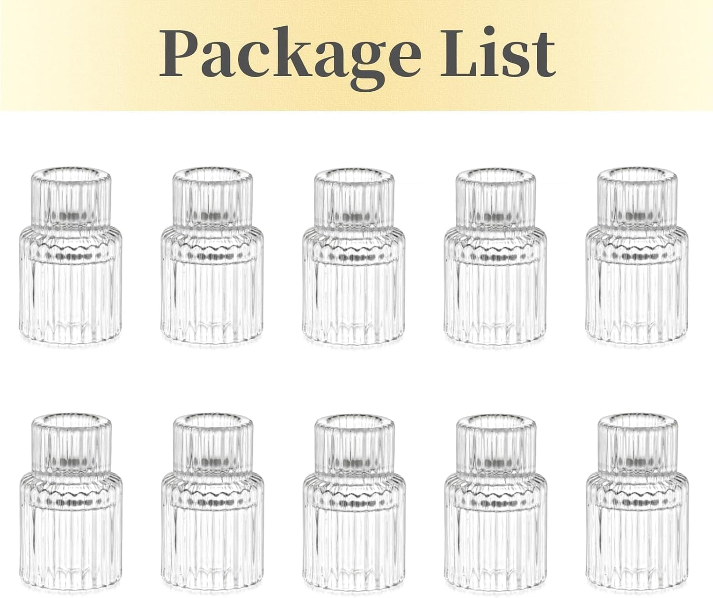 Candle Holder Glass Candlestick Holders: Hewory 10PCS Clear Taper Candle Holders Bulk for Table Centerpiece, Glass Candle Holder Candle Stick Holder Decor for Christmas Wedding Party Bridal Showers