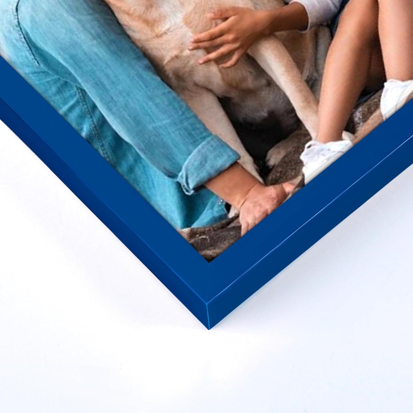 upsimples 5x7 Picture Frame Set of 3, Made of High Definition Glass for 5 x 7, Wall and Tabletop Display Thin Border Photo Frames for Home Decor, Blue