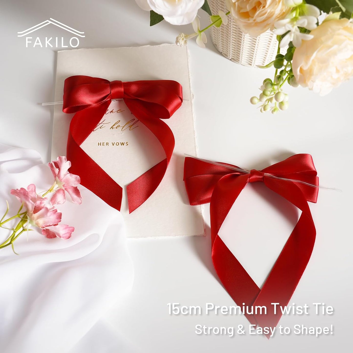 Red Bows for Gift Wrapping, 5'' X 7'' Satin Gift Bows for Birthday, Wedding, Party, 30 Pcs