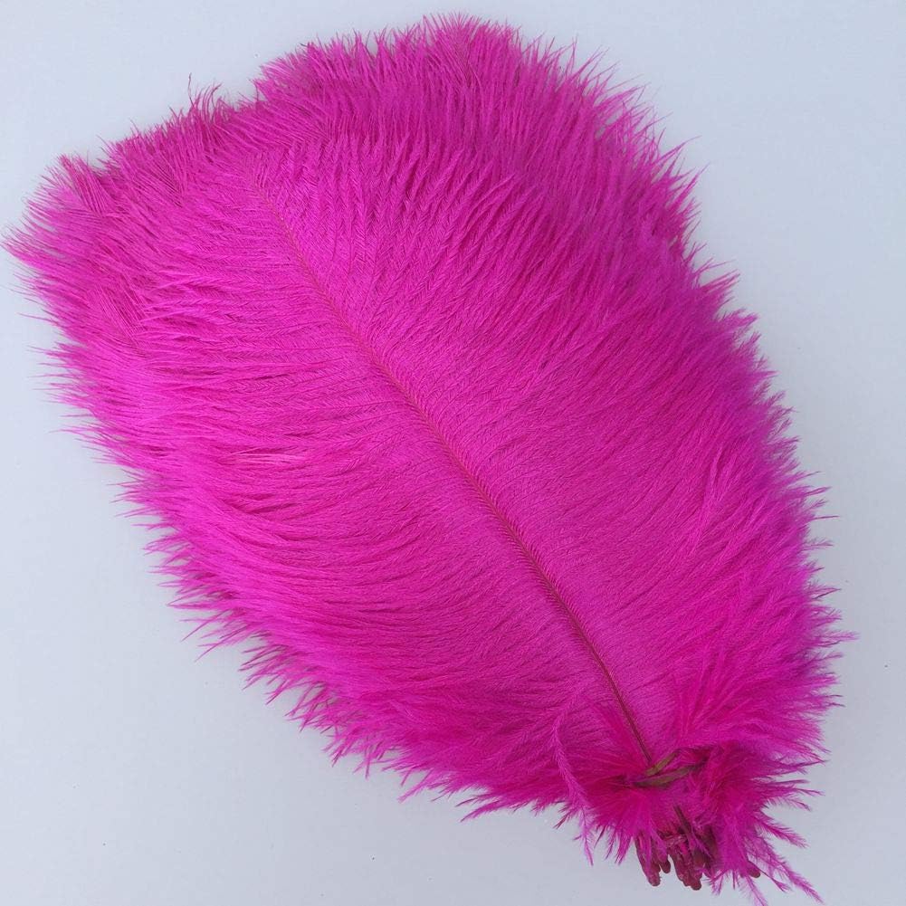 Sowder 6-8inch(15-20cm) Ostrich Feathers Plume for Wedding Centerpieces Home Decoration Pack of 10pcs(Fuchsia)