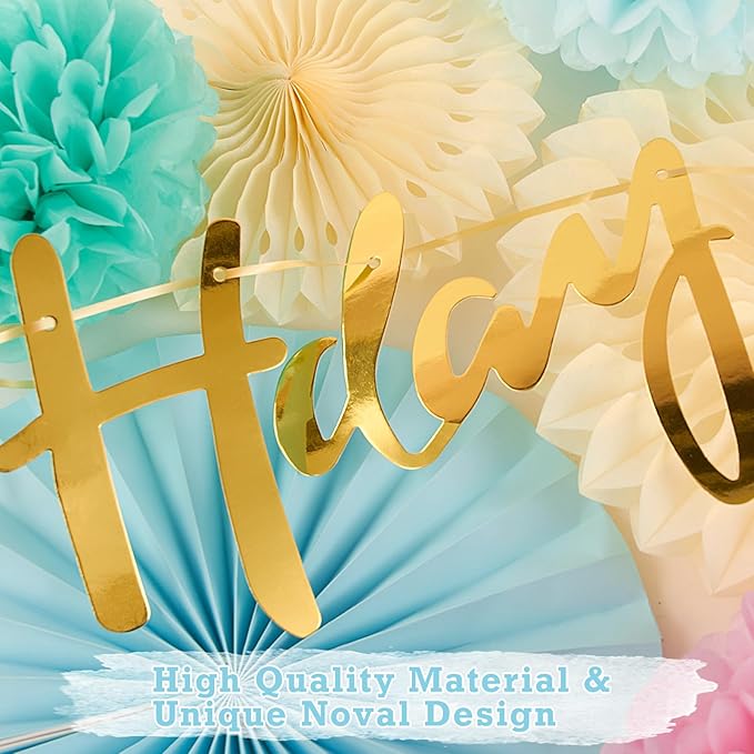 SUNBEAUTY Pastel Birthday Party Decorations for Girls Women with Happy Birthday Banner Pastel Paper Fans Tissue Pom Poms Lantern Decorations Birthday Decorations Kit