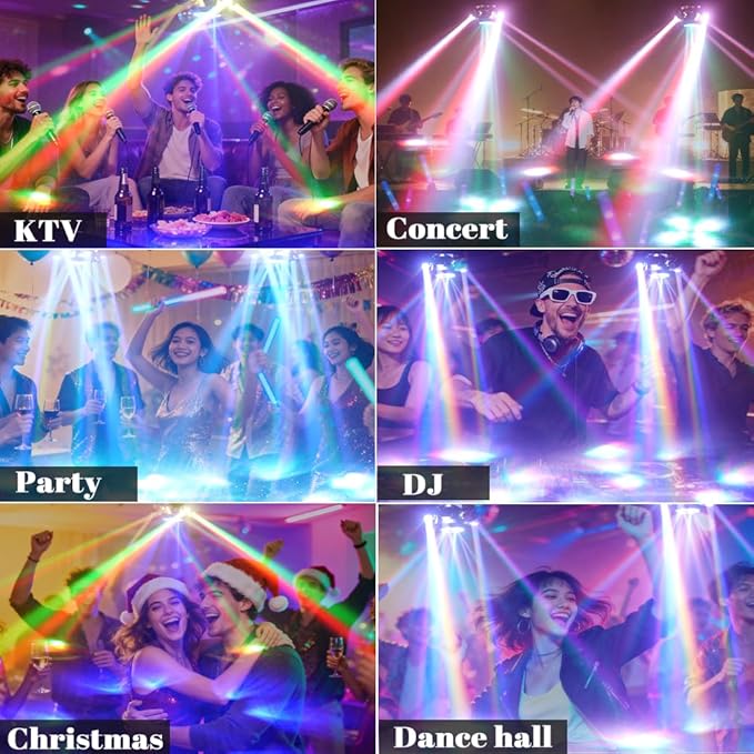 6-Arm Moving Head Light,150W Stage Lights, RGBW 4-in-1 Professional DJ Lighting with Strobe & Bee-Eye Effect, DMX512,Sound-Activated,Remote Control, 540° Rotation for Disco, Party, Club,Bar(Gen I)
