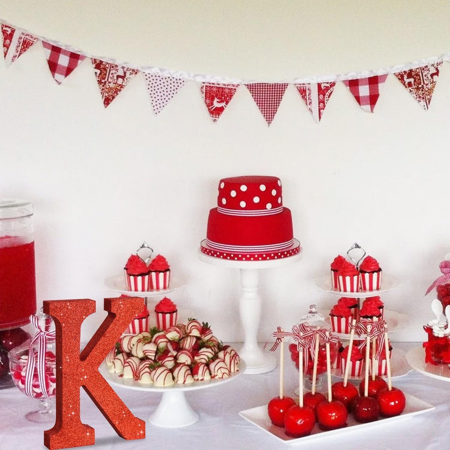 TONIFUL 8 Inch Red Glitter Letter K Table Centerpiece A-Z Red Birthday Party Decorations,Red Alphabet K for Birthday,Chrismas,Graduation,Bridal Shower,Wedding,Anniversary Party Supplies
