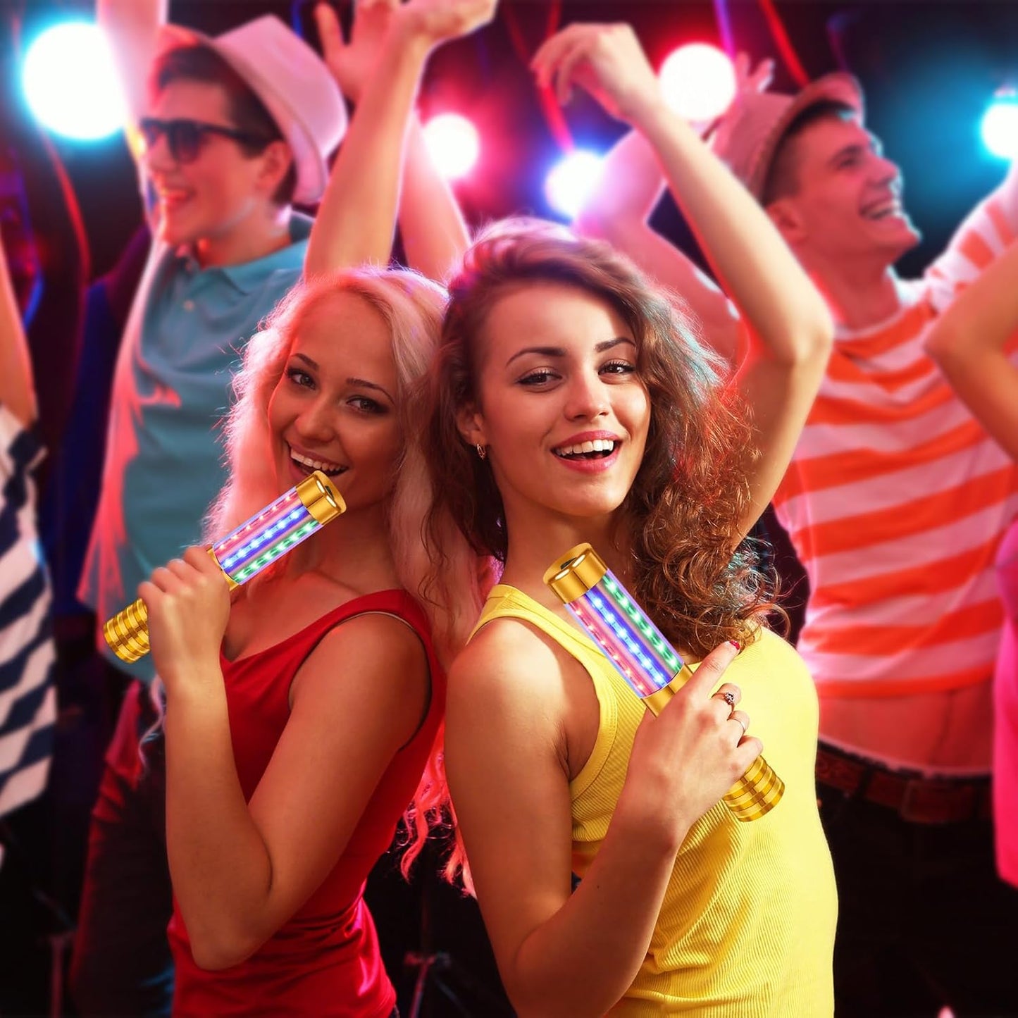 6 Pieces RGB LED Strobe Baton Light Rechargeable Bottle Service Sparklers Stick Reusable Champagne Bottle Handheld LED for Club Stage Nightclub Party Concert Event Bar Outdoor - Gold