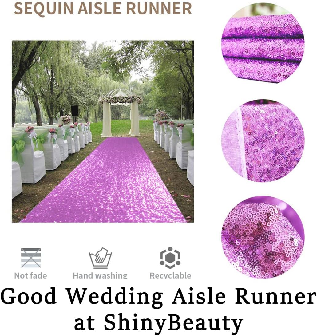 ShinyBeauty Lavender Carpet Runner for Party 2x15Ft Sequin Aisle Runners for Weddings Sparkly Floor Carpet Rug for Outdoor Indoor Ceremonies Decor