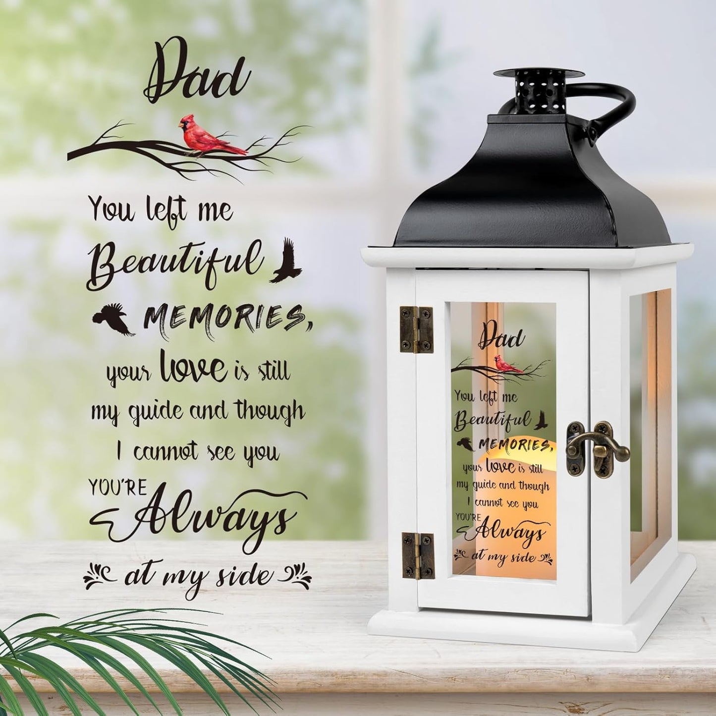 Memorial Lantern - Bereavement Sympathy Gifts for Loss of Loved One Memorial Gifts for Loss of Father Remembrance Gifts Thoughtful Funeral Gifts for Loss of Dad with LED Candle and Remote