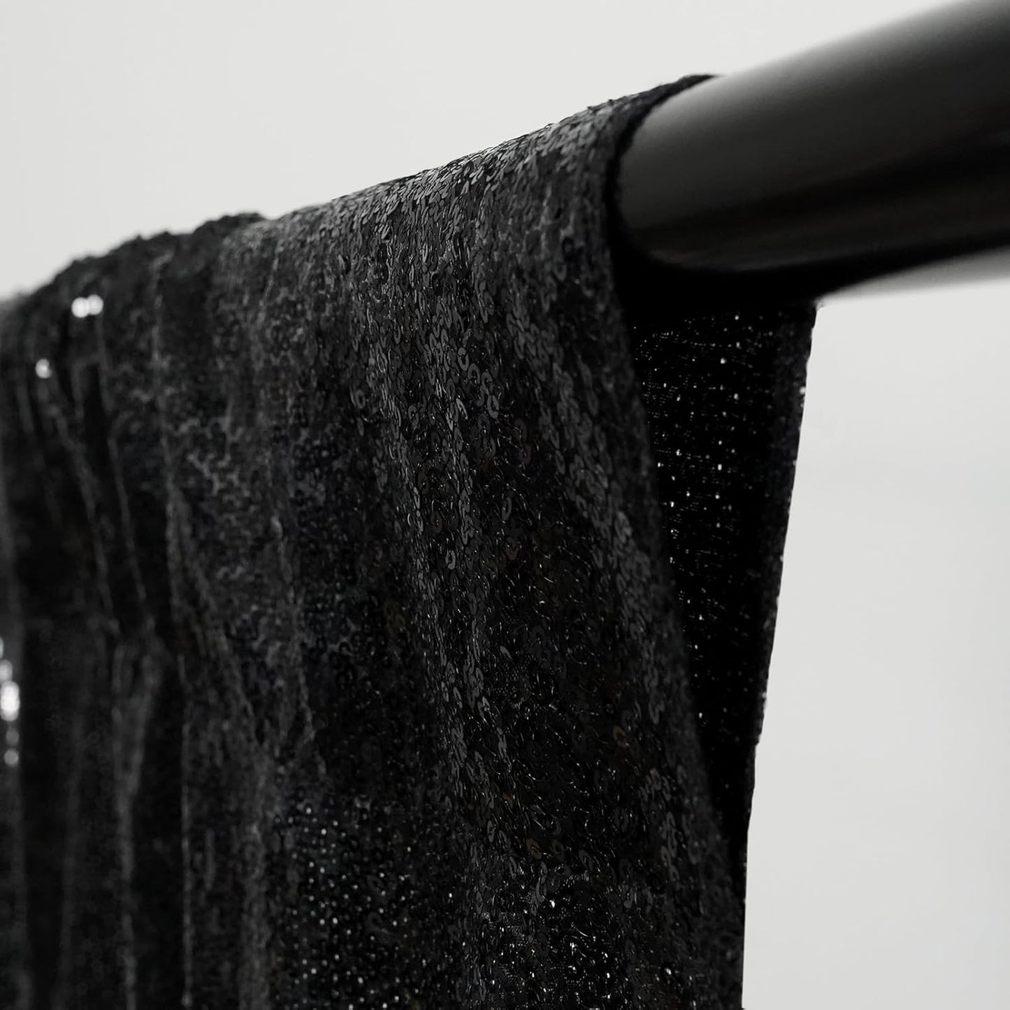 Poise3EHome Black Sequin Backdrop (6Ft x 6Ft),Thick Satin Black Sequin Photo Backdrop Curtain,Sparkly Opaque Photography Curtain Sequence Xmas Thanksgiving Backdrop for Wedding Party Decor