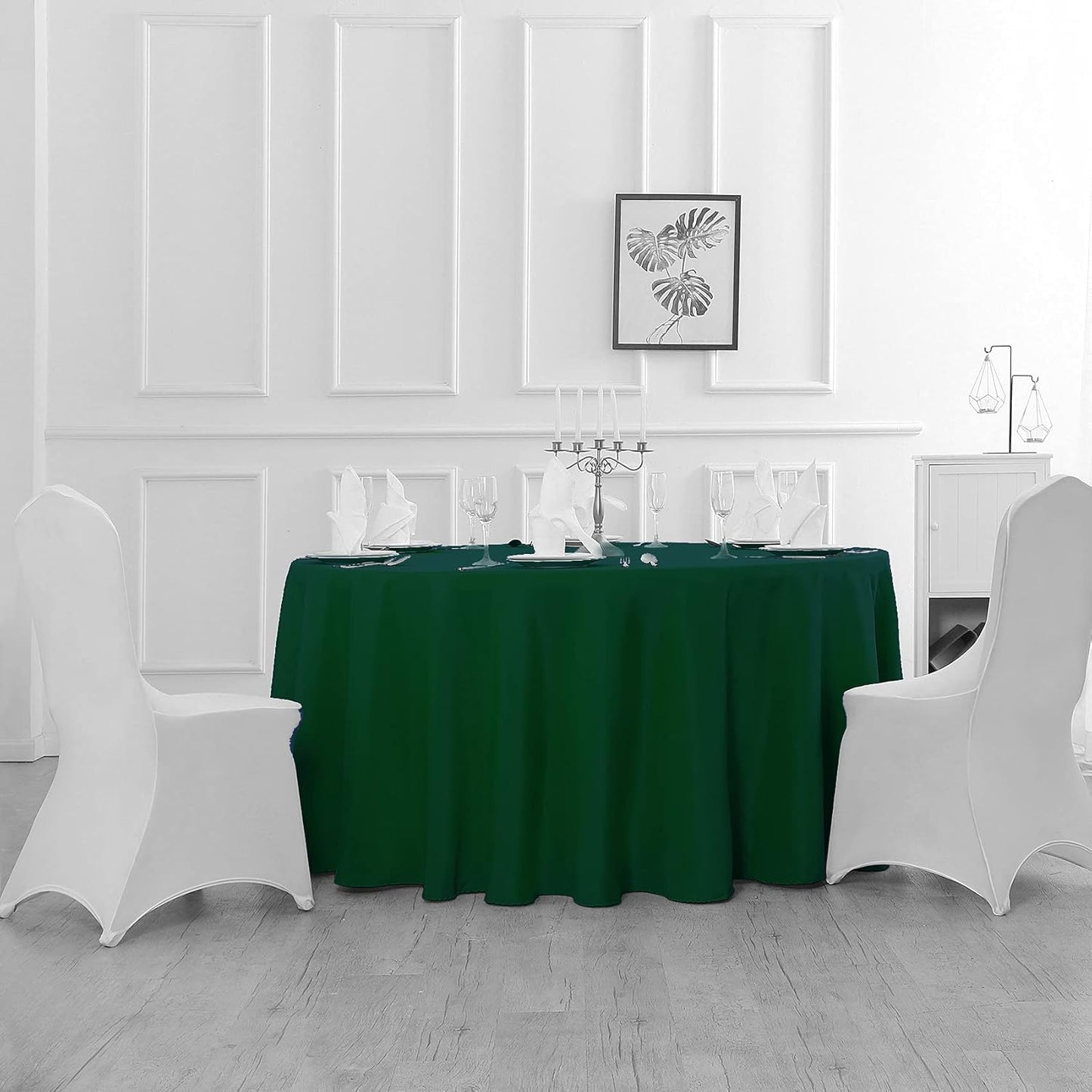 90 inch Round Tablecloth Washable Polyester Table Cloth Decorative Table Cover for Wedding Party Dining Banquet(90 inch, Hunter)