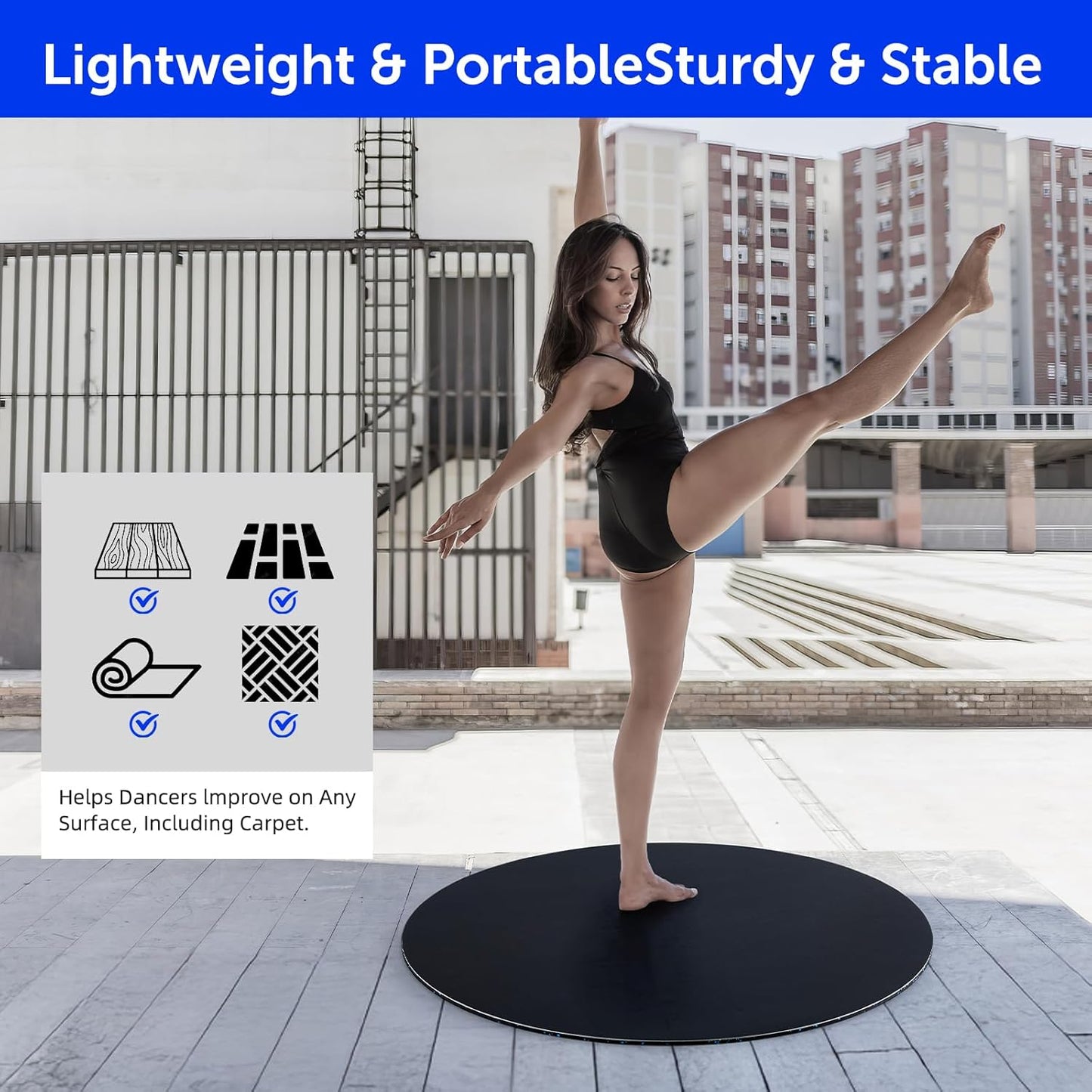 31inch Portable Dance Floor, Tap Dance Floor, Ballet Training Equipment Ideal for Figure Skating Practice Mat,Jazz,Tap Board,Turning Board and Party Dancing for All Ages