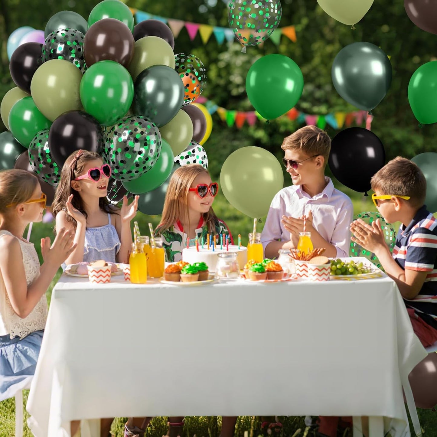 Paready Dark Green and Brown Balloons Set, 50 Pcs Metallic Green Brown Black Balloon, 12 Inch Sage Green Confetti Party Balloons for Kid Boys Camouflage Army Camping Camo Theme Party Birthday Supplies