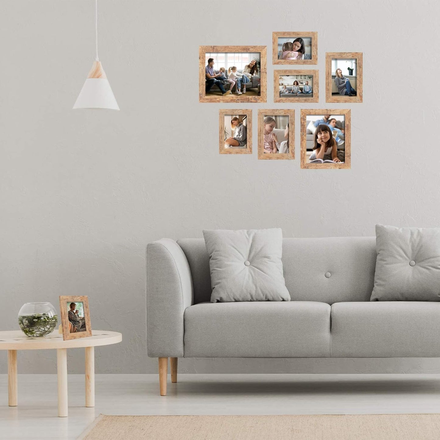 8.5x11 Picture Frame Set of 4, High Definition Real Glass Rustic Brown Frame, Wood Photo Frames 8.5 by 11 Diploma Document for Wall Hanging and Tabletop Display