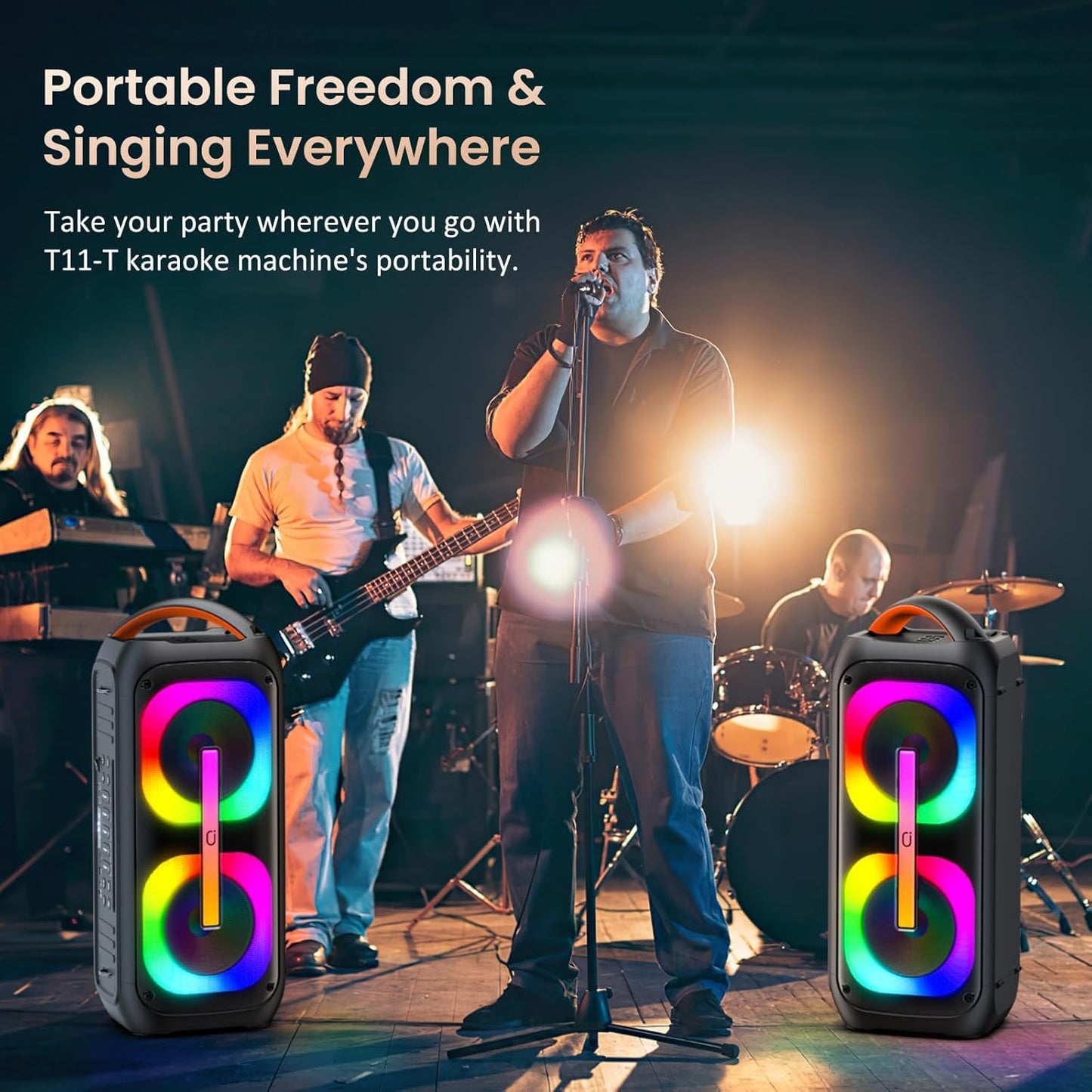 JYX Bluetooth Speaker with 2 Dual 60W 6.5" Subwoofer, PA System with 2 Wireless Mics, TWS Stereo Sound, Deep Bass & Recording for Party, 400W Peak Power Karaoke Machine