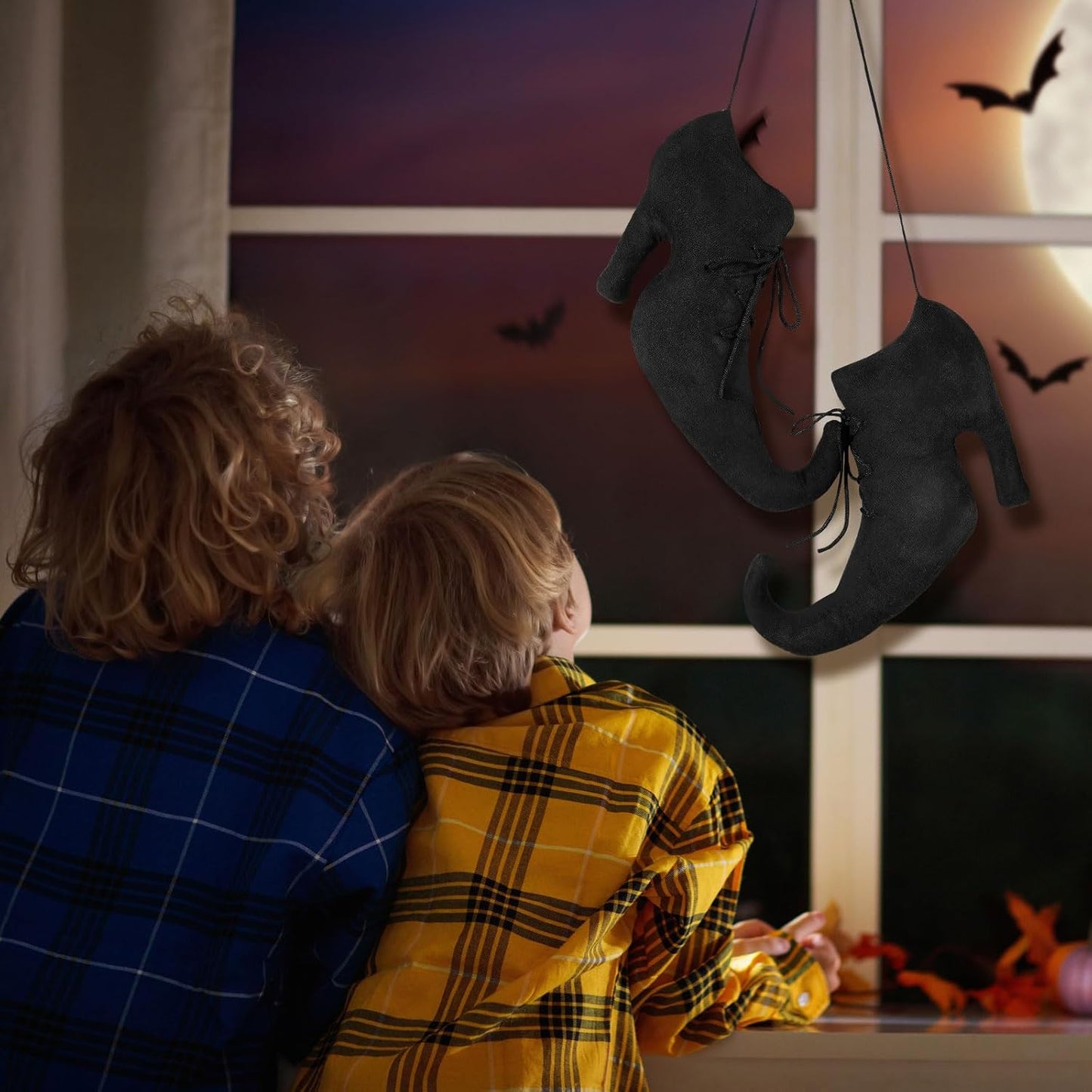 Suhine 12 Inch Large Halloween Witch Shoes Hanging Decoration 3D Primitive Vintage Retro Witch Boot Ornaments for Halloween Wall Door Mantel Indoor Outdoor Farmhouse Decoration