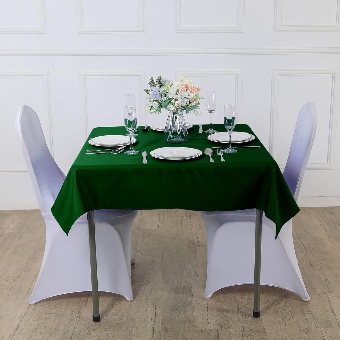 Cupuamon Square Tablecloth 52x52 inch Washable Polyester Fabric Table Cloth for Wedding Party Dining Banquet Decoration(52x52,Hunter)