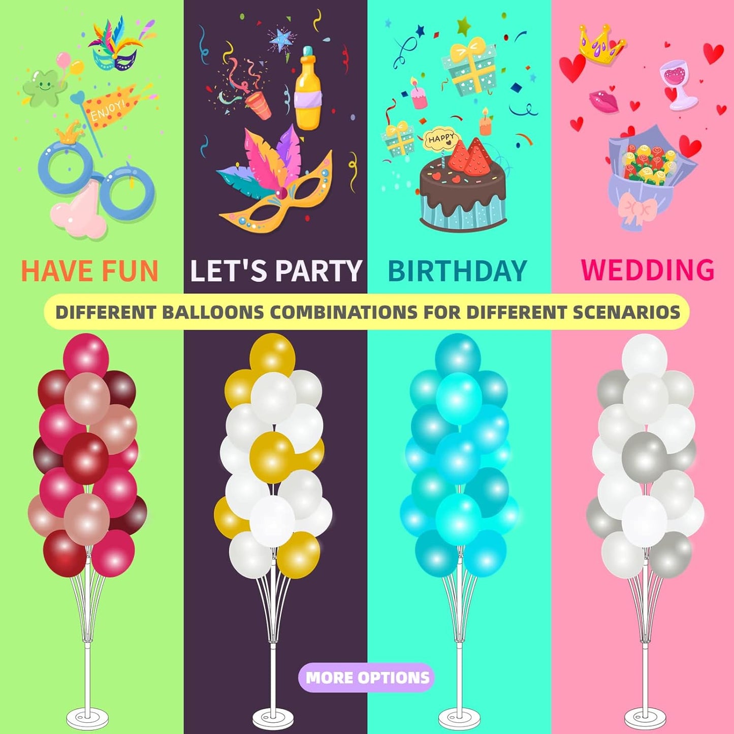 Column Stand Kit Set of 2 - Balloon Stand With Base and Pole, Tower Backdrop Decoration for Wedding, Baby Shower, Birthday Party, or Bachelorette Parties (No Balloon)