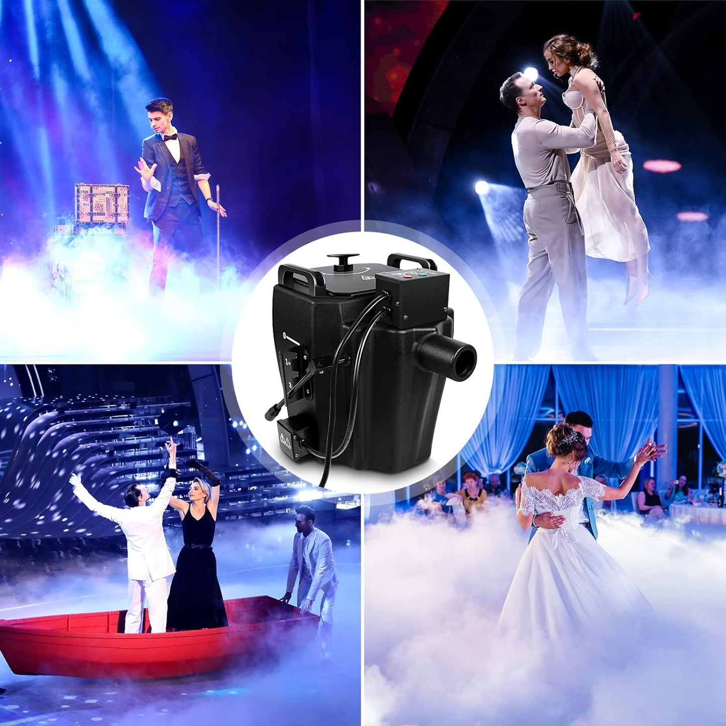 3500W Dry Ice Machine, Portable Low Lying Fog Machine with Tube Nozzle, Dry Ice Fog Machine for Stage Wedding Party Bar KTV Events, Black