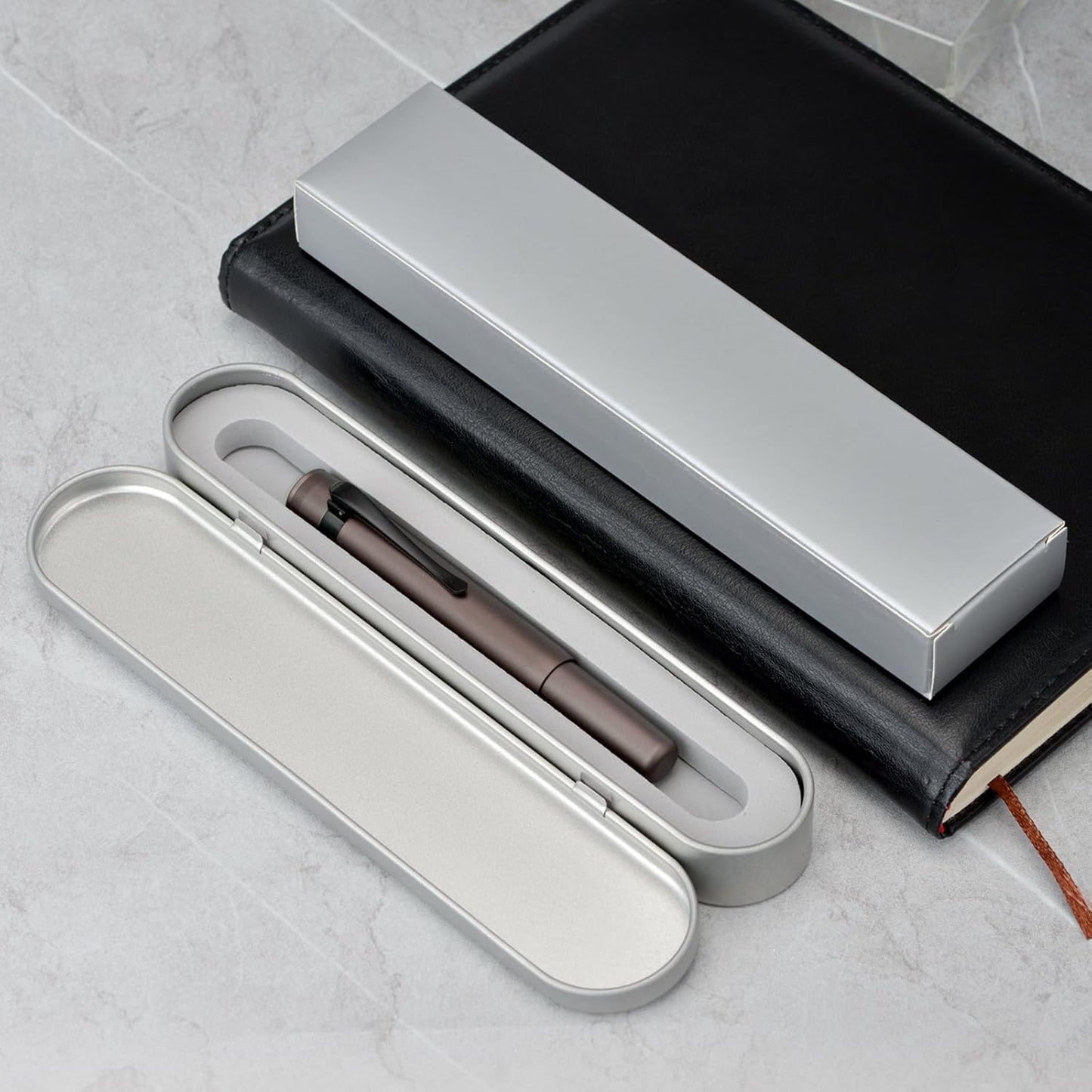 Hongdian M2 Black Forest Mini Rollerball Pen, Fine Point 0.5mm, Sleek Aluminium Pocket Pen with Black Ink Refill, Ideal for Travel & Signature (Caramel Brown)