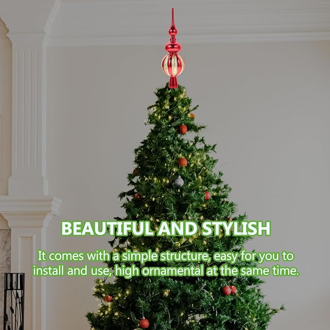 Spherical Christmas Tree Topper Plastic Xmas Treetop Ornament for Holiday Parties and Events Lightweight and Decorative Christmas Tree Decorations