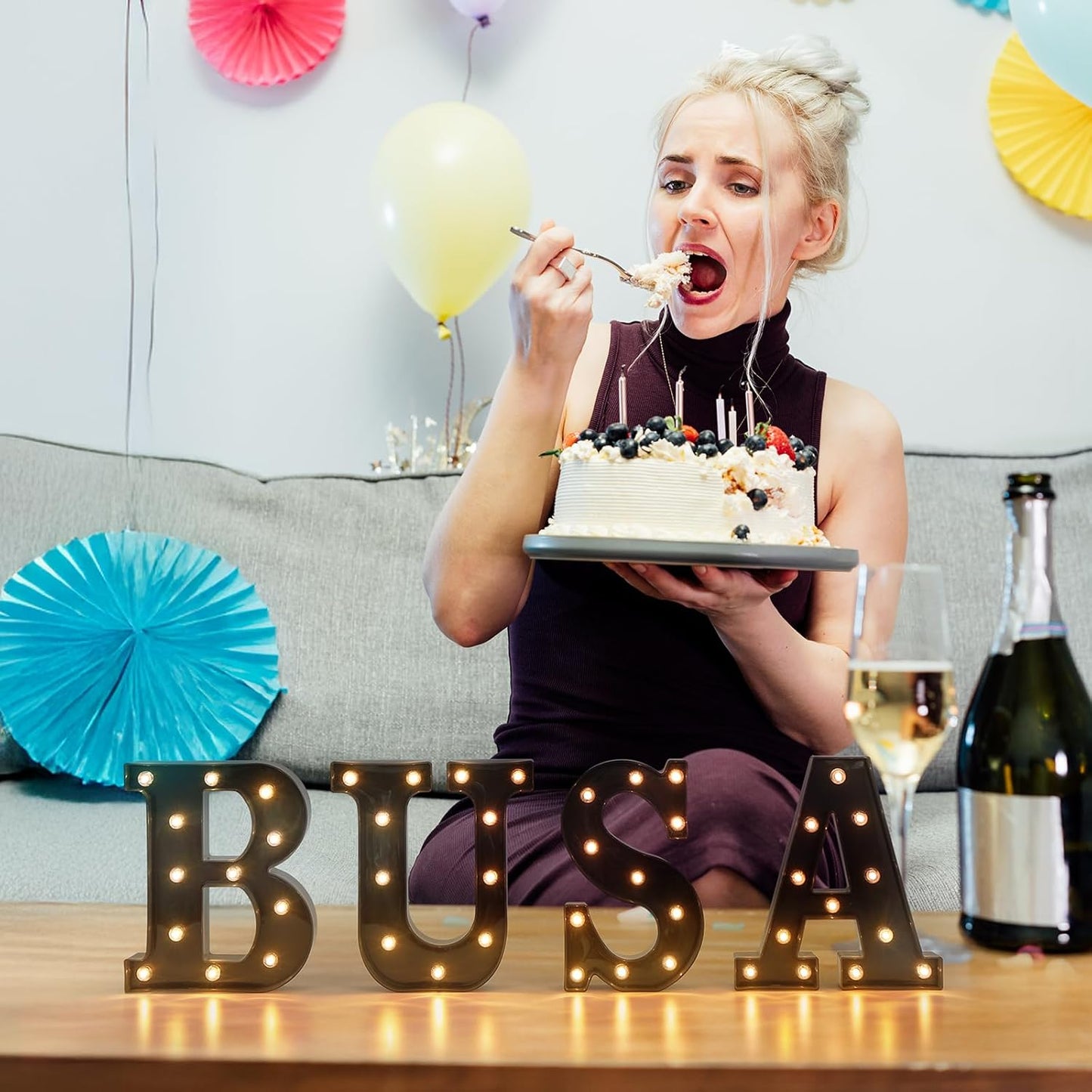 Foaky Black LED Letter Lights for Room Decor - Bedroom Wall Decor, Alphabet Lights for Home, Wedding, Party - Battery Operated (Q)