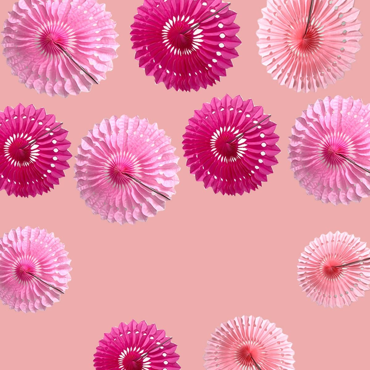 15pcs 10'' 12'' 14'' Paper Fans Decorations Pink Theme Party Decor Round Tissue Paper Fans Hanging Fans Set Party Paper Honeycomb Fans Decorations for Party Birthday Wedding Events