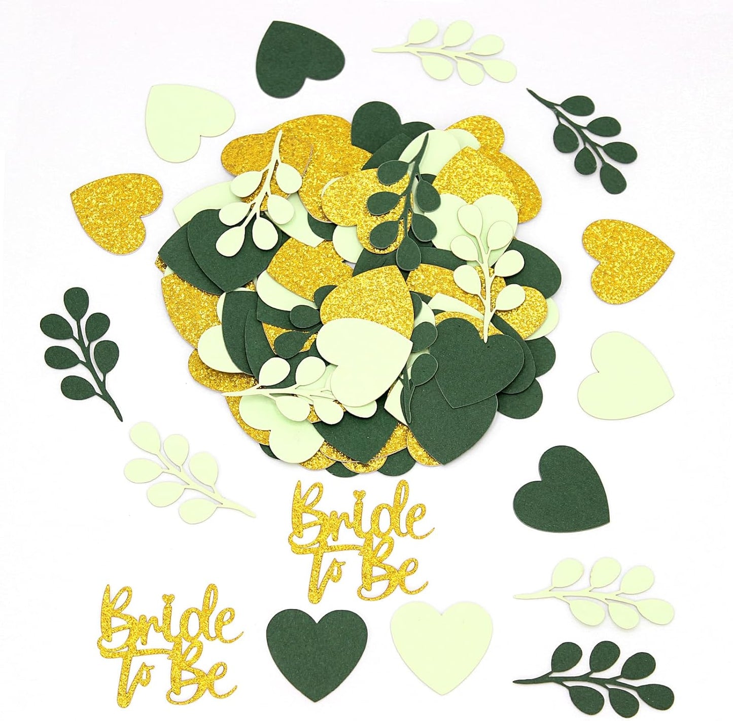 200PC Sage Green Bachelorette Party Decorations Bridal Shower Confetti for Tables Heart and Sage Bride to Be Table Scatters for Engagement Wedding Decor Party Supplies