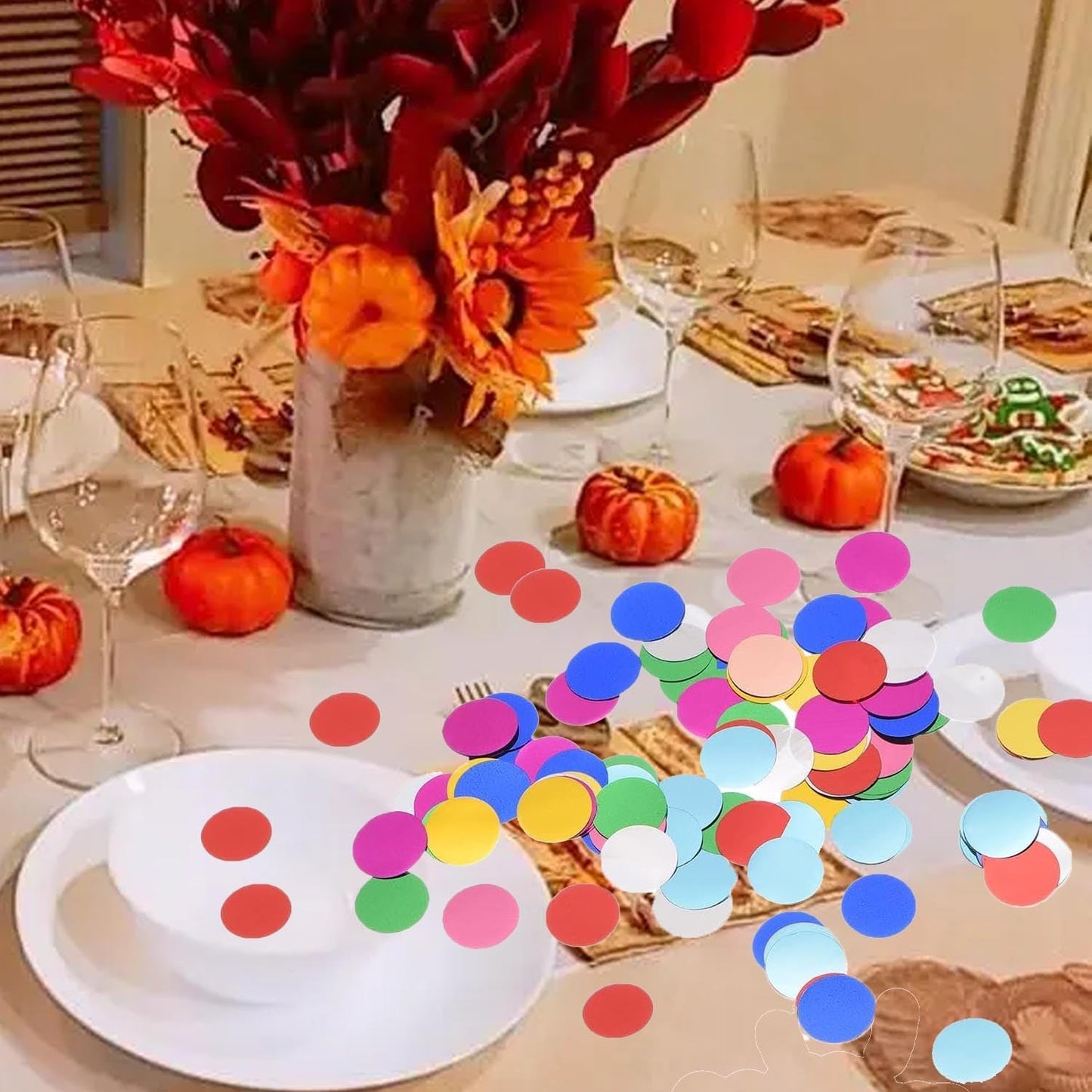 Multi Color Round Foil Confetti Beautiful Rainbow Metallic Table Confetti Glitter for Fill Balloons, Wedding,Birthday,Party,Festival Decoration(8000PCS)