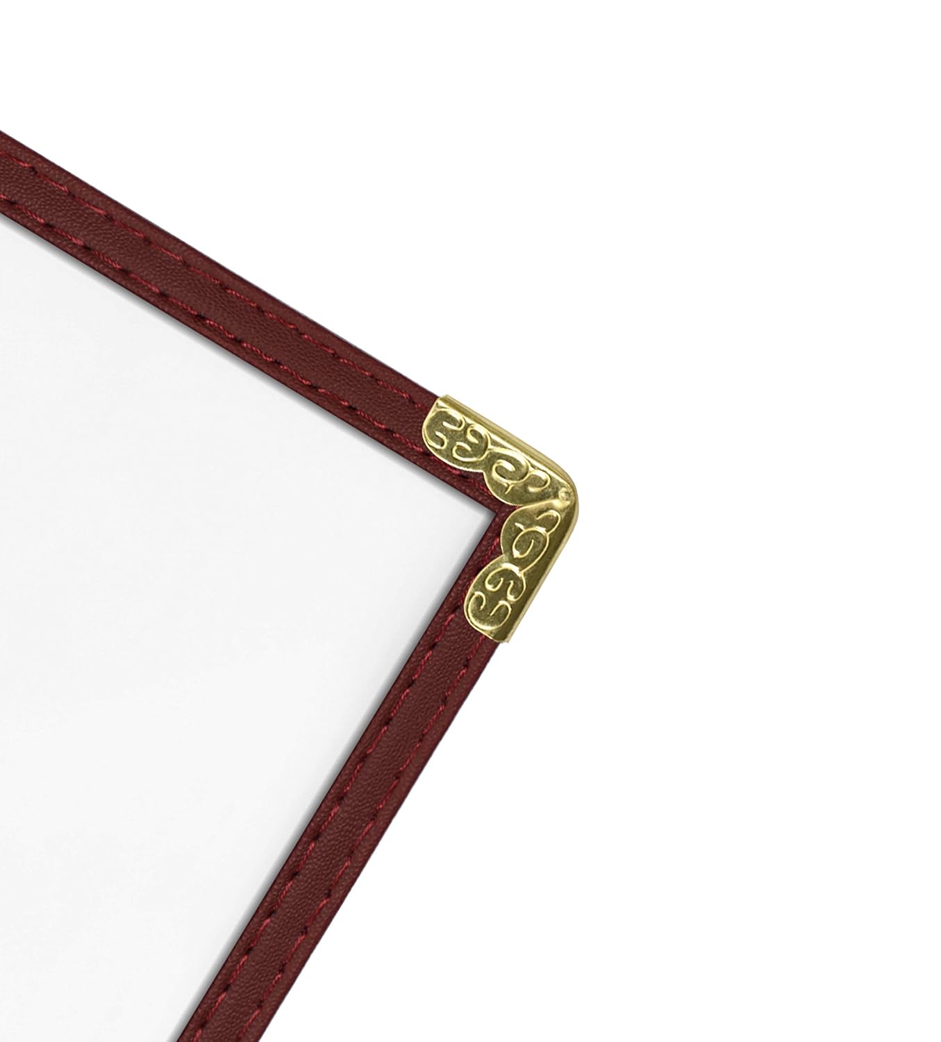 Goodsmart Restaurant Menu Covers – 25 Pack Burgundy 2-View, Top-Loading Menu Holders, Vinyl & Plastic Café Menu Covers, Clear Menu Sleeves, Fits 5.5" x 8.5", Leather-Style Design, Gold Corners