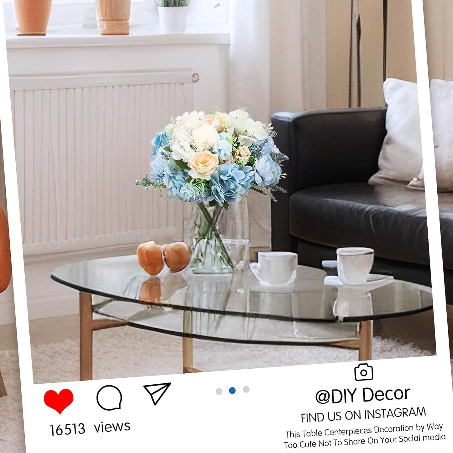 Tigeen Artificial Flowers Artificial Peonies Silk Flowers Faux Peony Fake Peony Silk Hydrangea Bouquet for Wedding Table Centerpiece Floral Vase Decor(White,Blue,12 Bundles)