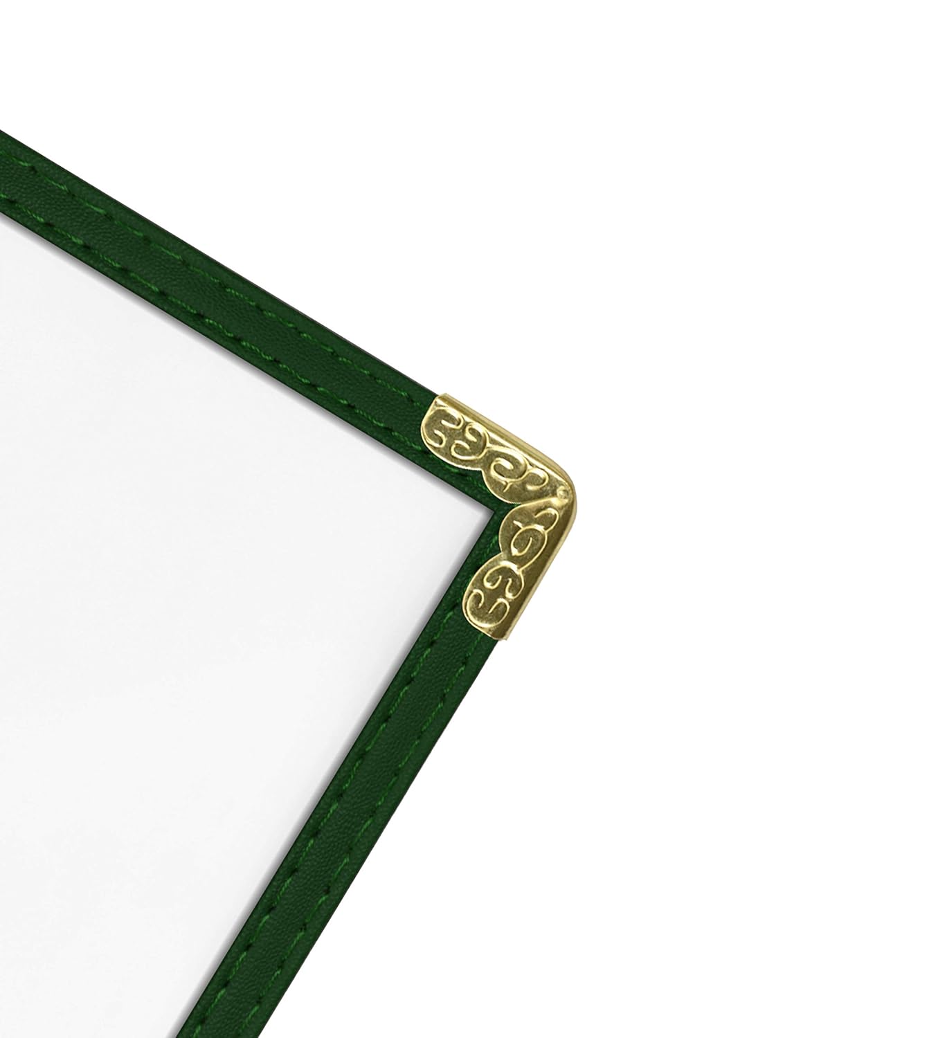 Goodsmart Restaurant Menu Covers - Green, 25 Pack, 8.5" x 11", 1-Page/2-View, Top-Loading Vinyl Menu Holders, Clear Sleeves, Double-Stitched Edge, Leather-Style Café Covers with Gold Corners