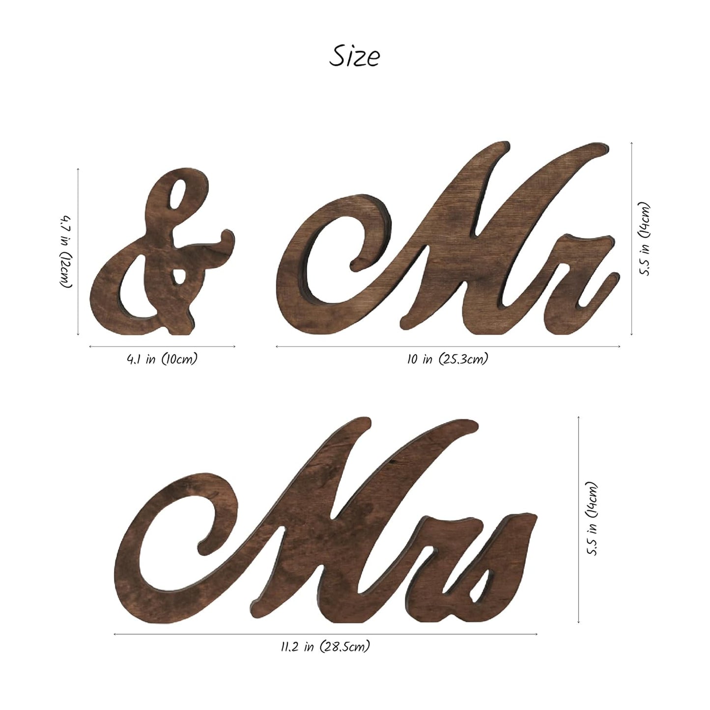 Mr and Mrs Sign for Wedding Table Decor, Mr & Mrs Wooden Signs, Rustic Wedding Decorations for Reception, Mr & Mrs Sign for Sweetheart Table Decor, Freestanding Wood Letters for Head Table Centerpiece