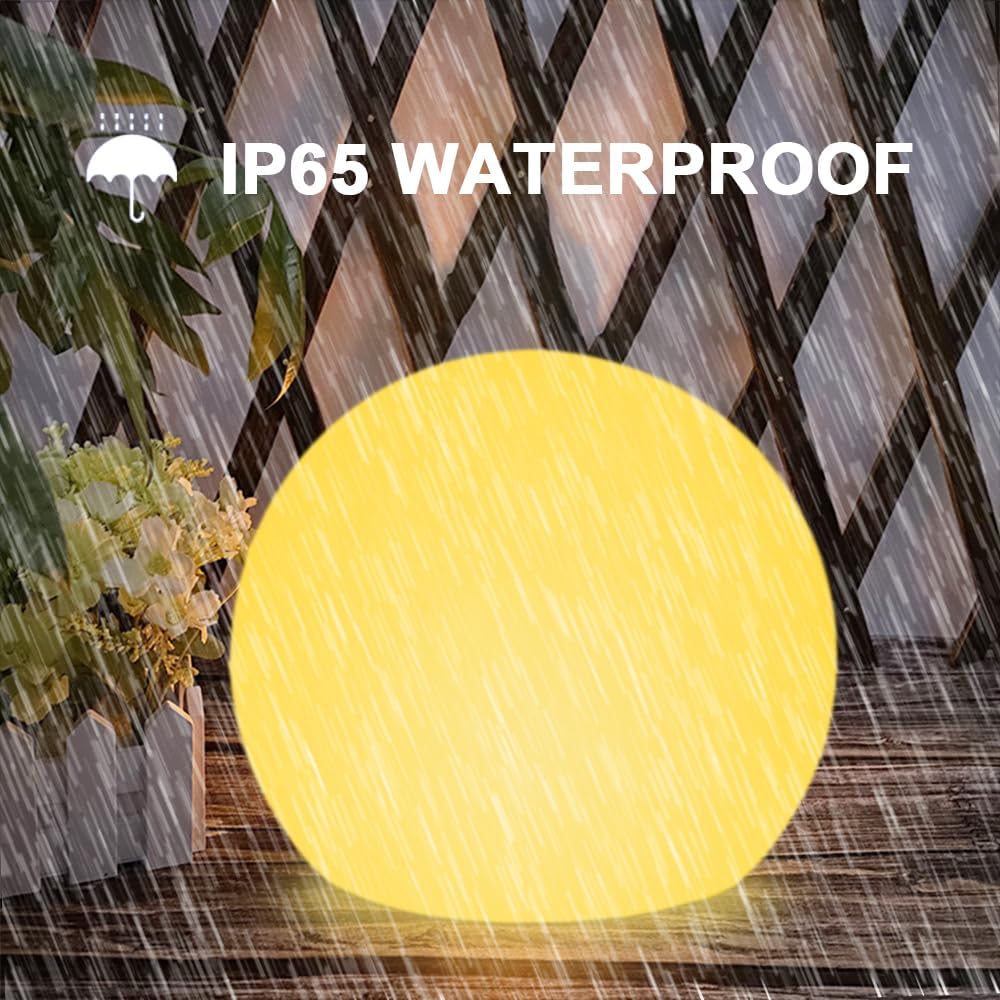 LED Glowing Ball Light, 8-in RGB Color Changing LED Orb Night Light Mood Lamp for Kid, 16 Colors 4 Lighting Modes & 8 Brightness Sphere Lamp w/Remote, Rechargeable Outdoor Globe Lights for Home Patio