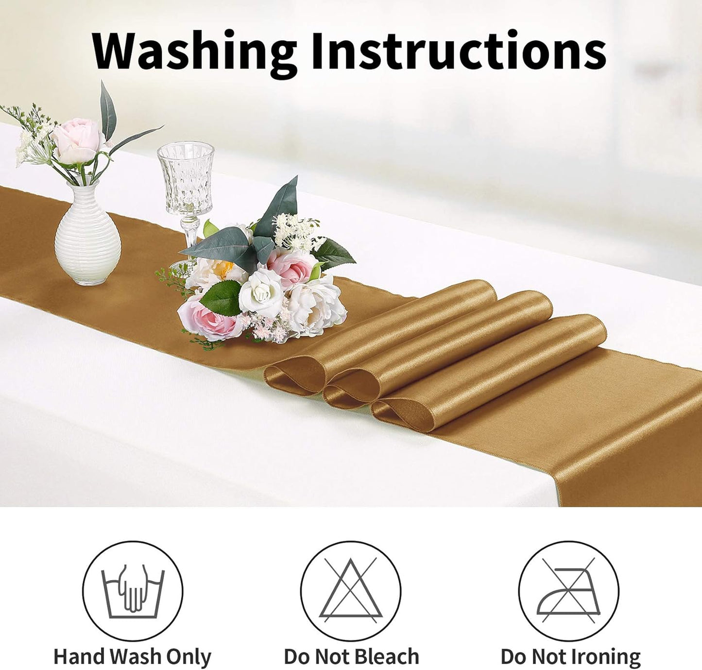 10-Pack Satin Table Runner Old Gold 12 x 108 inches Long, Table Runners for Wedding, Birthday Parties, Banquets Decorations(10 Pack, 12x108 Inch, Old Gold)