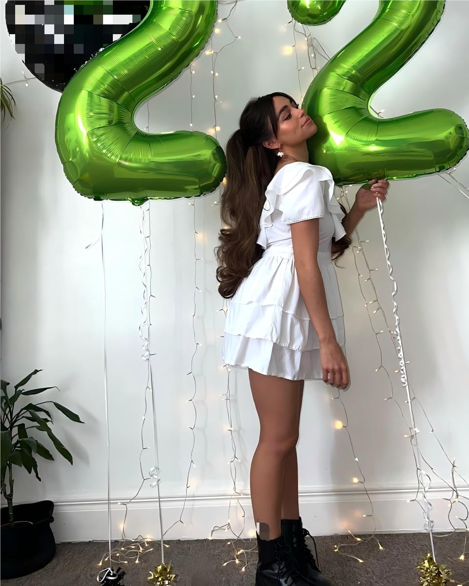 Light Green 40 Inch Big Number Balloon Birthday Decoration, Number 2 Helium Balloon 12 20 22 23 24 26 2026 New Years Celebration, Boy Girl Baby Anniversary Party Graduations Supplies Decorations