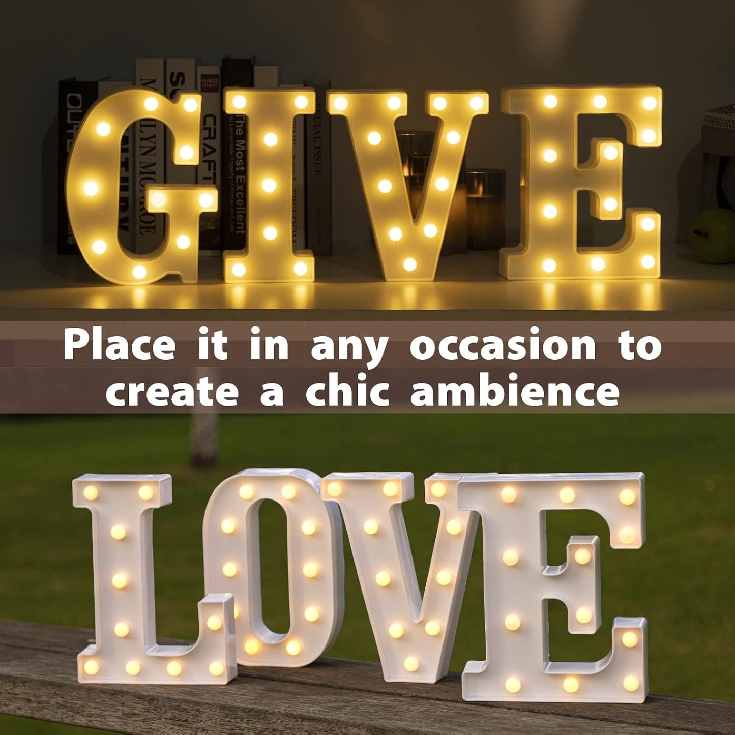 HXWEIYE LED Marquee Letters Lights Sign - 26 Alphabet & Number 0-9 Warm White Led Letters for Bar Party Birthday Home Wedding Decor