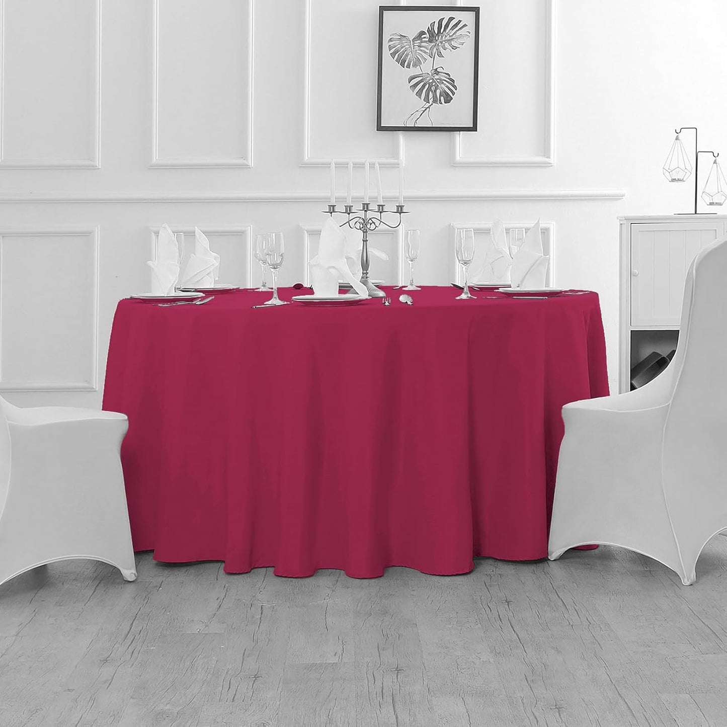 60 inch Round Tablecloth Washable Polyester Table Cloth Decorative Table Cover for Wedding Party Dining Banquet(60 inch,Burgundy)