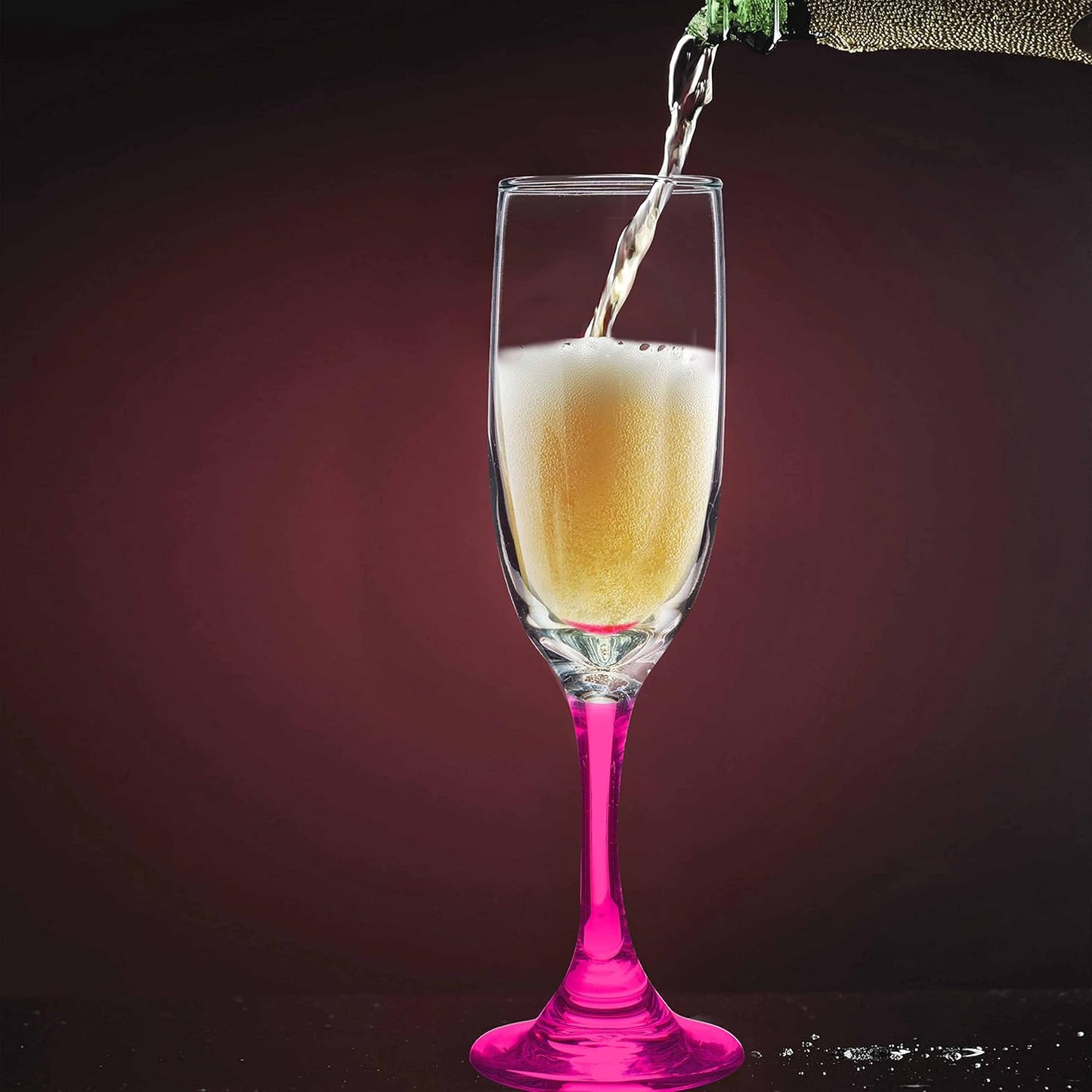 DISCOUNT PROMOS Premiere Champagne Flutes 6.25 oz. Set of 10, Bulk Pack - Elegant Drinkware for Weddings, Events, & Promotional Gifts - Pink