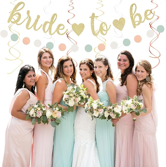 Sage-Green Pink Bridal-Shower Bachelorette Party-Decorations - 22pcs Bride To Be Banner, Beige Paper Lanterns Streamers, Tissue Pom Poms Flowers Fans Favors Wedding Decor Supplies Hugmoon